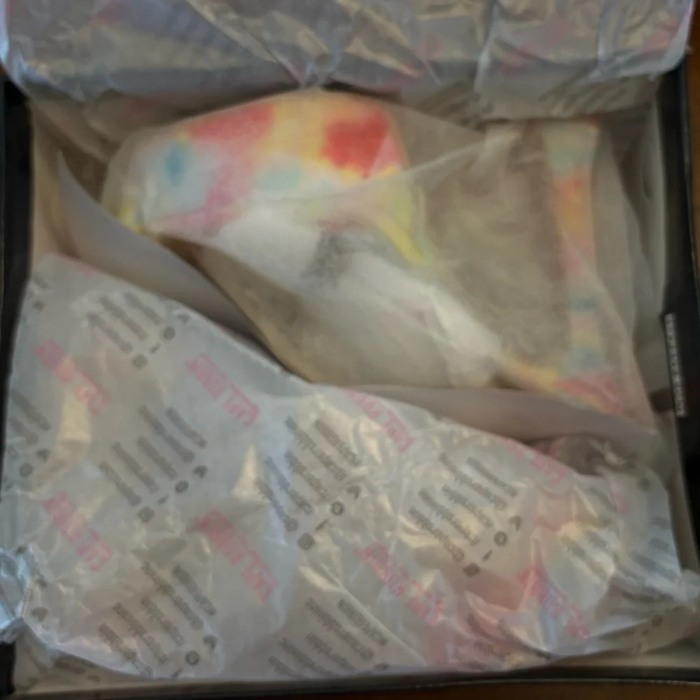 Cape Robbin Rika Rainbow Platform Mule Heels Rhinestone Clear Strap 6 NWT